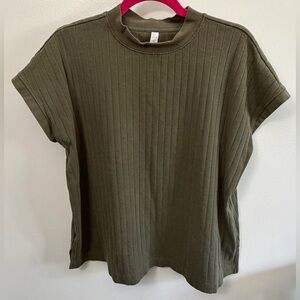 STYLUS Olive Short Sleeve Ribbed Top
